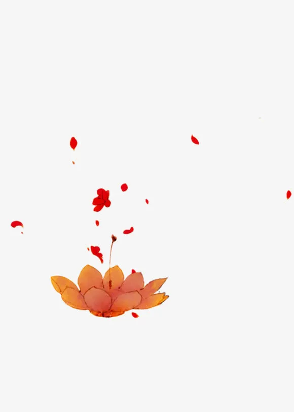 手绘荷花红花瓣免抠