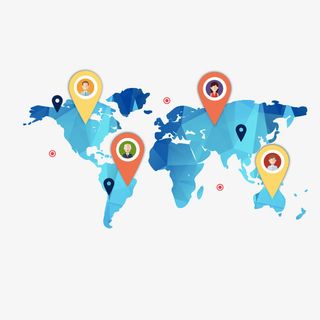 蓝色卡通互联网全球图免抠