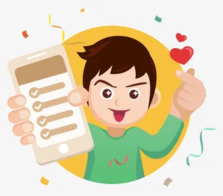 卡通手机购物促销海报插画免抠