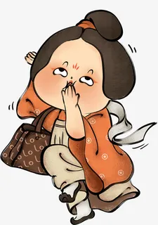 国潮女性人物元素免抠手绘/卡通手绘元素