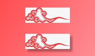 红色祥云新年贺卡免抠