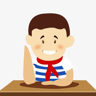 上课举手的小学生免抠