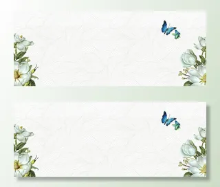 白色花瓣文艺蝴蝶底纹背景高清