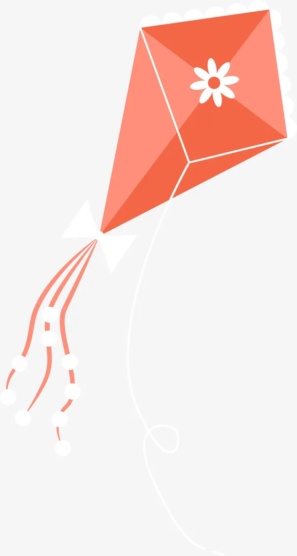 手绘橙色风筝免抠