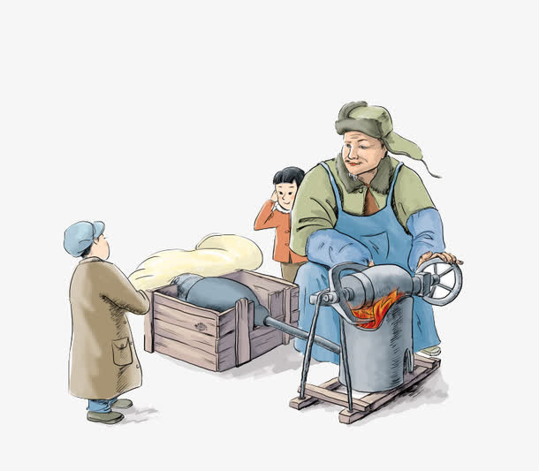 手绘爆米花场景免抠