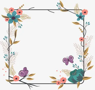 春天多彩花朵装饰边框免抠