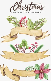 复古锯齿节日彩带免抠