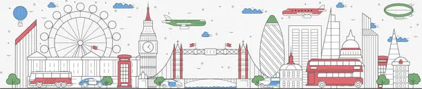 伦敦地标建筑插画免抠