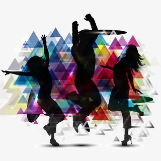 时尚舞动人物剪影矢量素材免抠