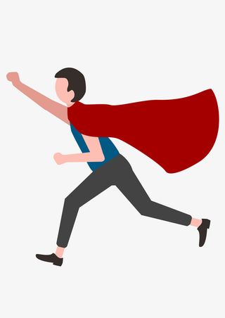 奔跑带披风的超人免抠