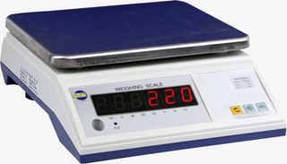 实物蓝白色电子称重秤免抠