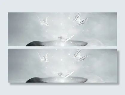 浅灰色三只蝴蝶背景高清