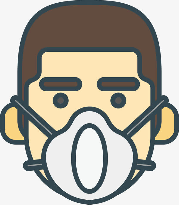带活性炭口罩的卡通男人免抠