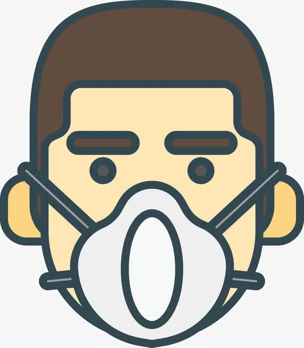 带活性炭口罩的卡通男人免抠