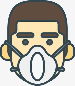 带活性炭口罩的卡通男人免抠