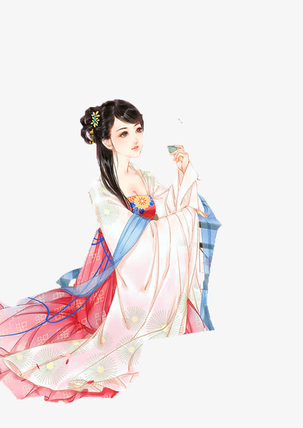 古风美女喝酒图免抠