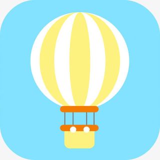 卡通热气球蓝色底纹免抠