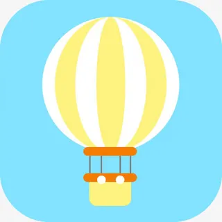 卡通热气球蓝色底纹免抠