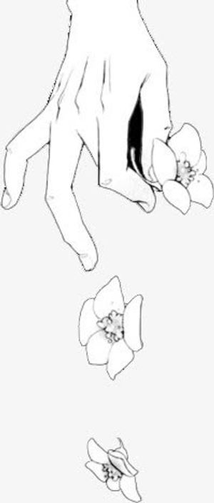 手绘桃花手指免抠