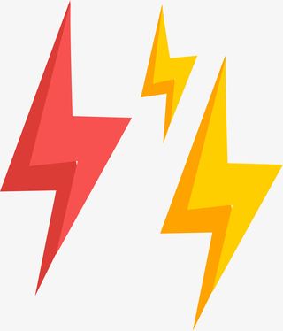 黄色卡通闪电免抠