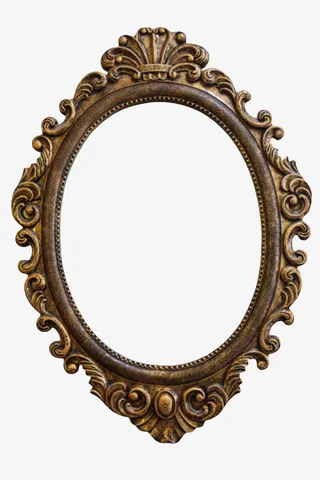 金色发黑椭圆形的框架实物免抠