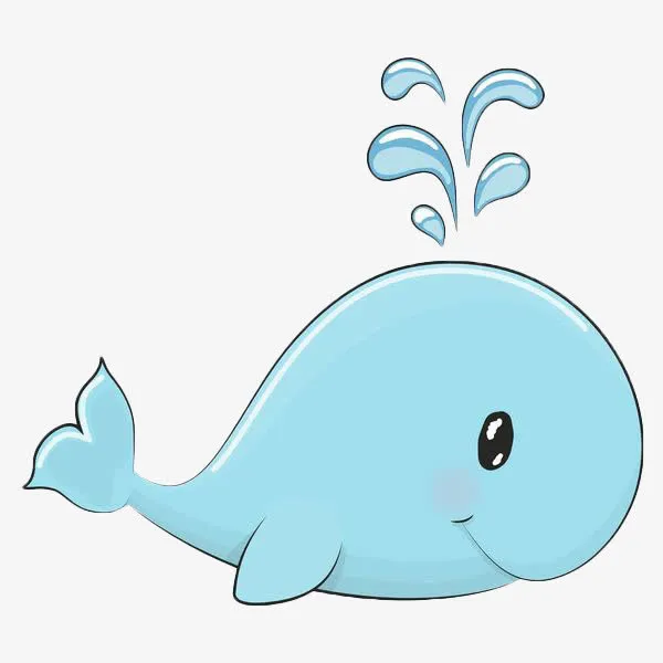 蓝色简约手绘鲸免抠