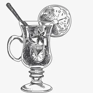 黑白速写果汁饮品免抠