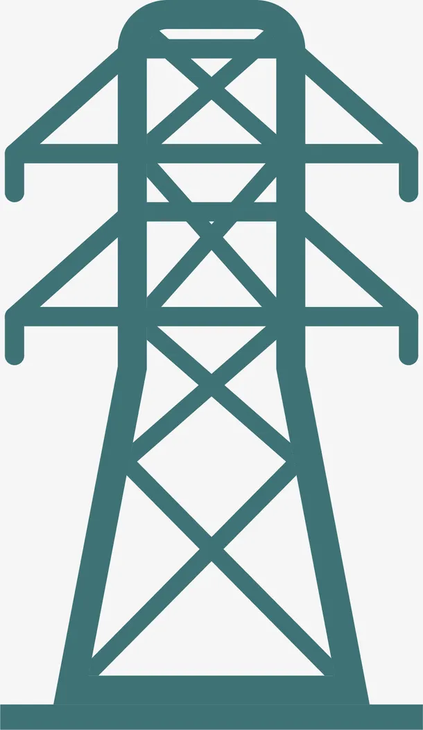 纯色矢量卡通电塔免抠