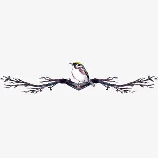 手绘水彩树枝上的动物免抠