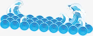 蓝色卡通可爱波浪免抠