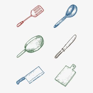 矢量线稿风格手绘厨房用具免抠手绘/卡通卡通元素