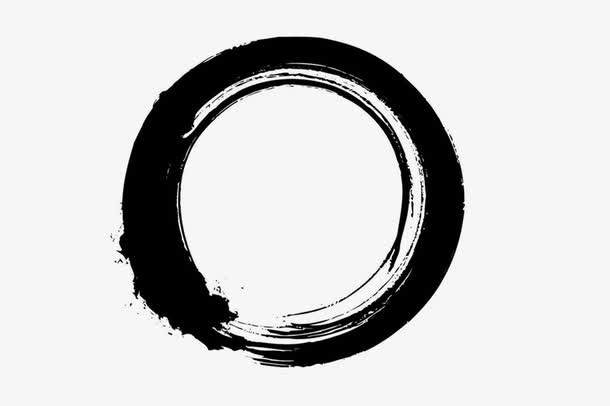 环形水墨风格画免抠