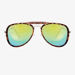 玳瑁镜框黄绿色太阳镜PNG免抠