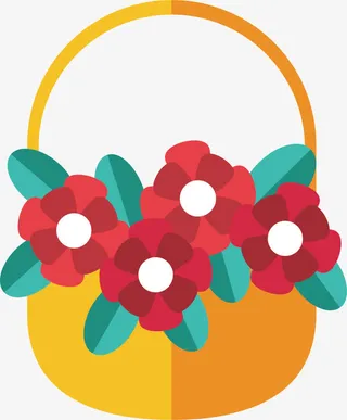 红色花篮矢量免抠