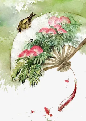 中国古风水彩插画素材免抠