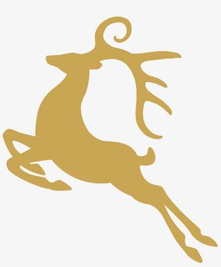 金色奔跑的鹿剪影免抠