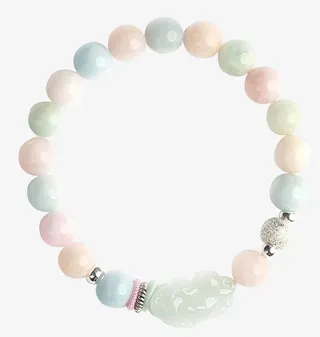 糖果色摩根石貔貅文艺手链免抠