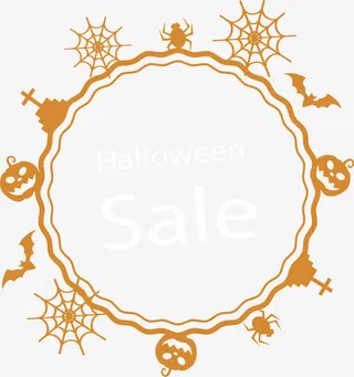 圆形万圣节促销边框免抠