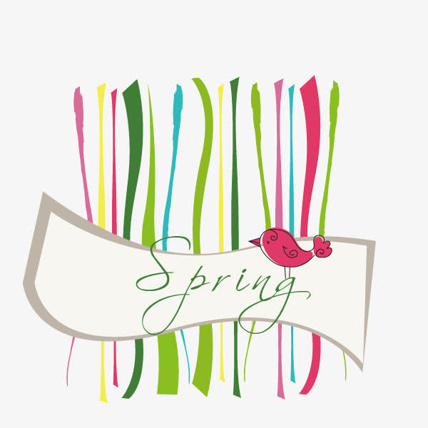 海报背景元素 竖条 春天  小鸟