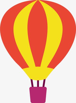 红色矢量卡通热气球免抠