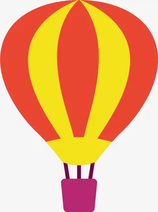 红色矢量卡通热气球免抠