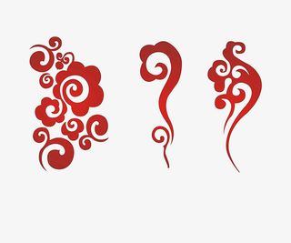 吉祥中国风红色的云纹免抠