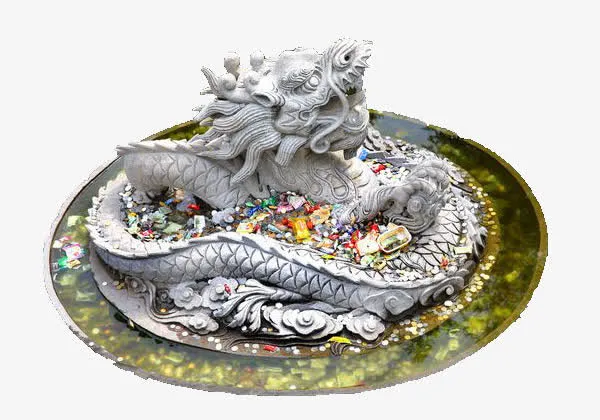 中国风许愿池雕像小品免抠