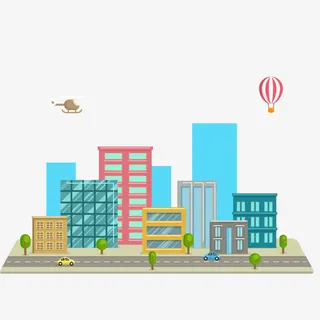 创意城市建筑风景矢量素材免抠