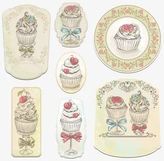 欧式古典甜品标签矢量免抠