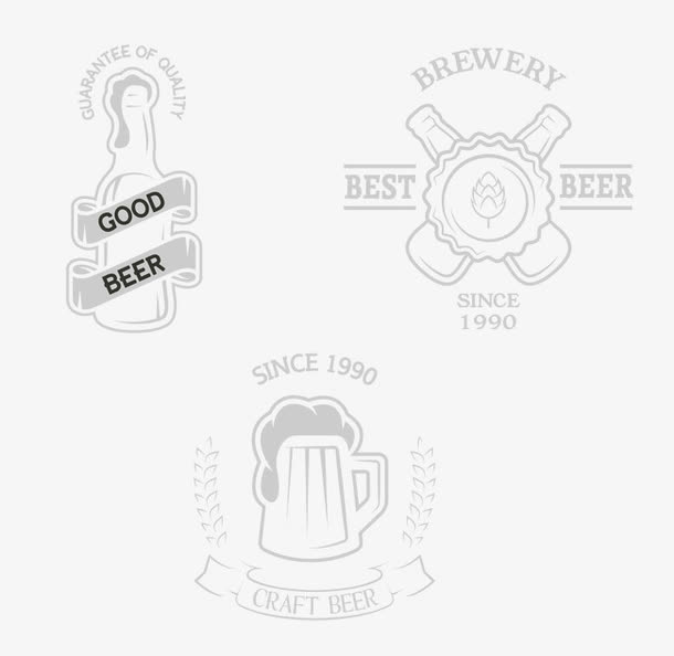 时尚啤酒图标标签设计矢量素材免抠