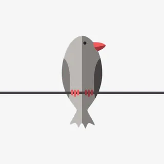 扁平化手绘站在电线上的小鸟免抠
