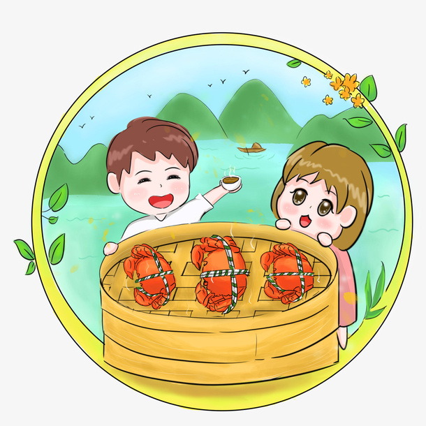 吃大闸蟹的小孩免抠