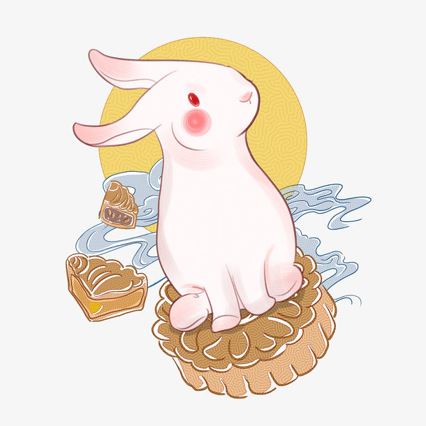 乘坐月饼的兔子免抠