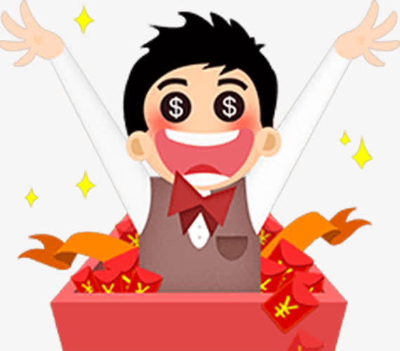 卡通中奖尖叫的人PNG免抠